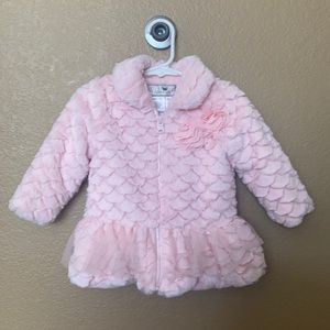 Widgeon Faux Fur Pink Coat Soft Warm Ruffle Size 12 months